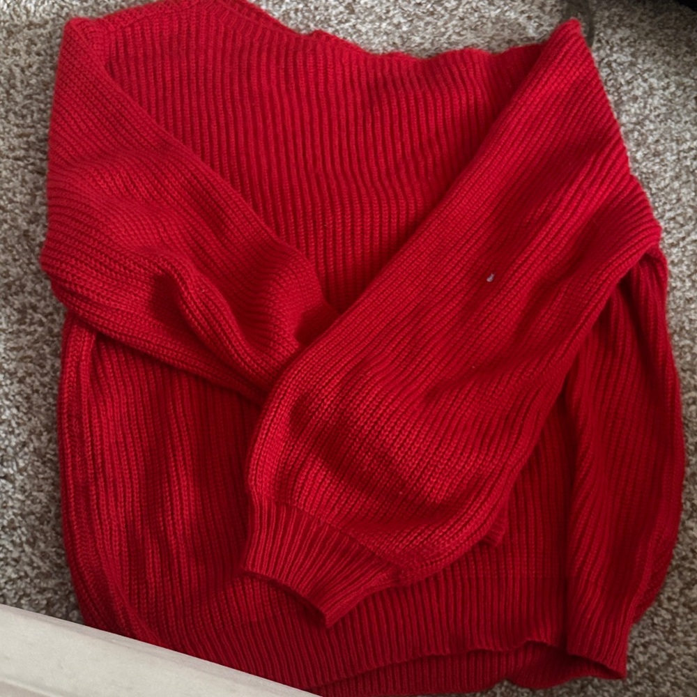 SHEIN Vibrant Red Off-the-Shoulder Sweater